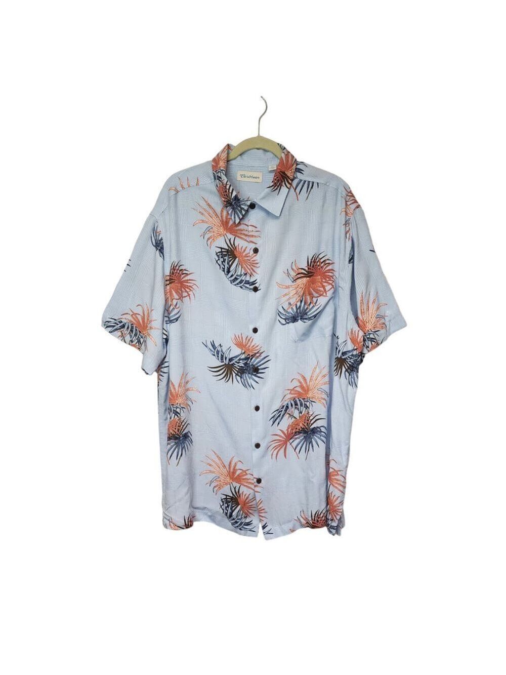 Caribbean Hawaiian Shirt Multicolor Blue Floral Button Down Size 2XT NWT